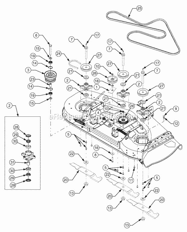 Deck Drive 54 Inch Diagram and Parts List for GT2523-54 13A-2A8K710 Cub Cadet Lawn Tractor